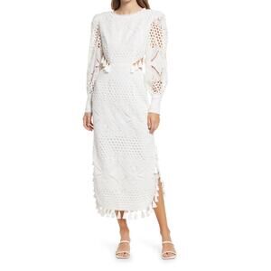 Elliatt 'Corsica' White Embroidered Long Sleeve Dress Size XS
